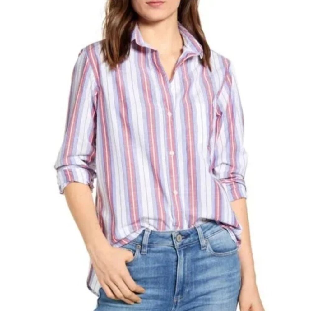 Grayson The Hero Cotton Striped Button Up Top Sz Large